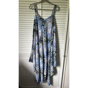 Alchemy Thread Sleeveless Dress Floral Tropical Kimono Blue XXL